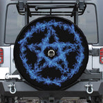 Blue Flame Pentagram Print Tire Cover With Camera Hole