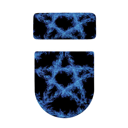 Blue Flame Pentagram Print Toilet Lid And Tank Cover Set