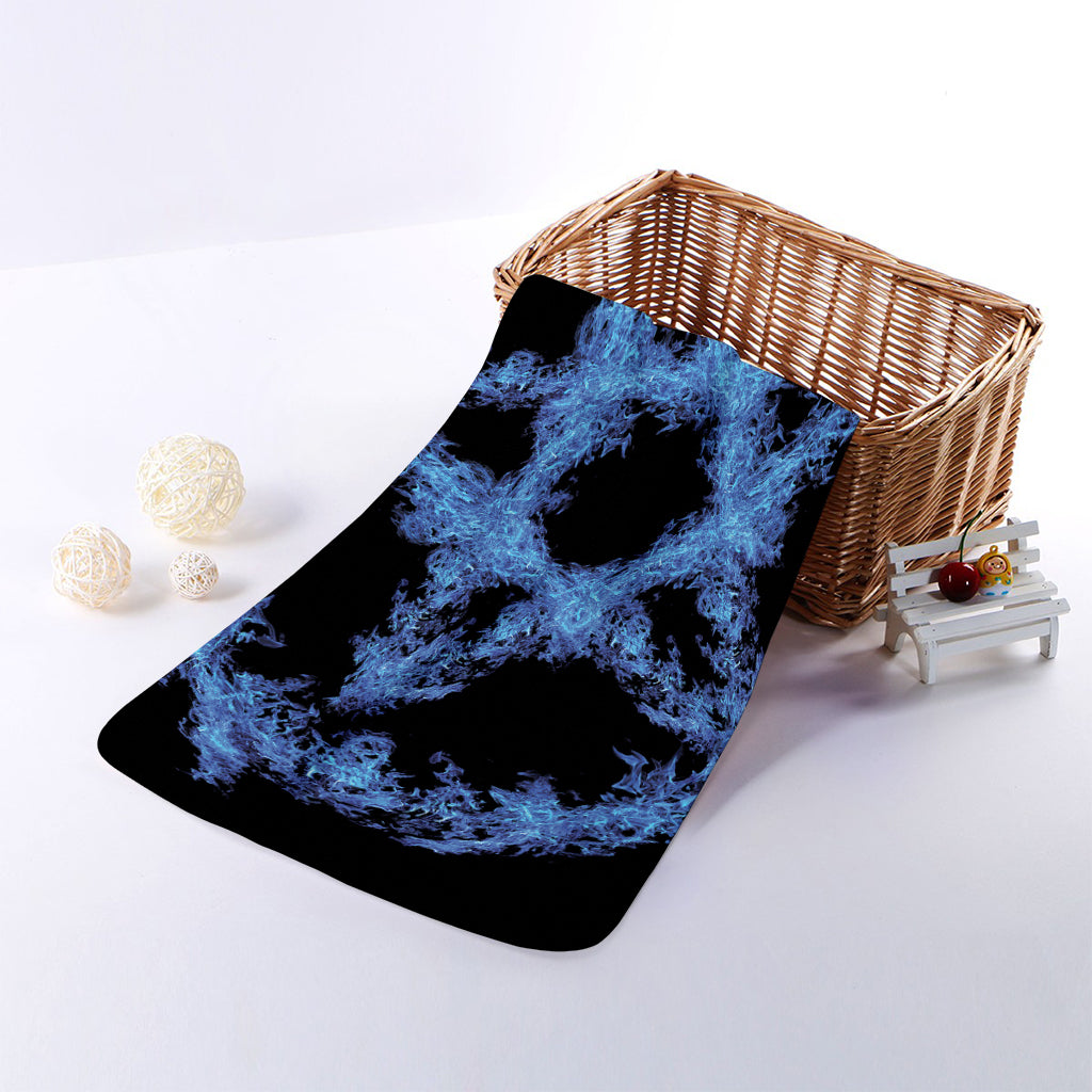 Blue Flame Pentagram Print Towel
