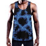 Blue Flame Pentagram Print Training Tank Top
