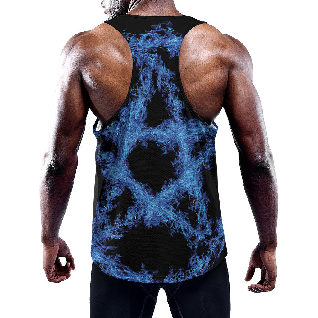 Blue Flame Pentagram Print Training Tank Top