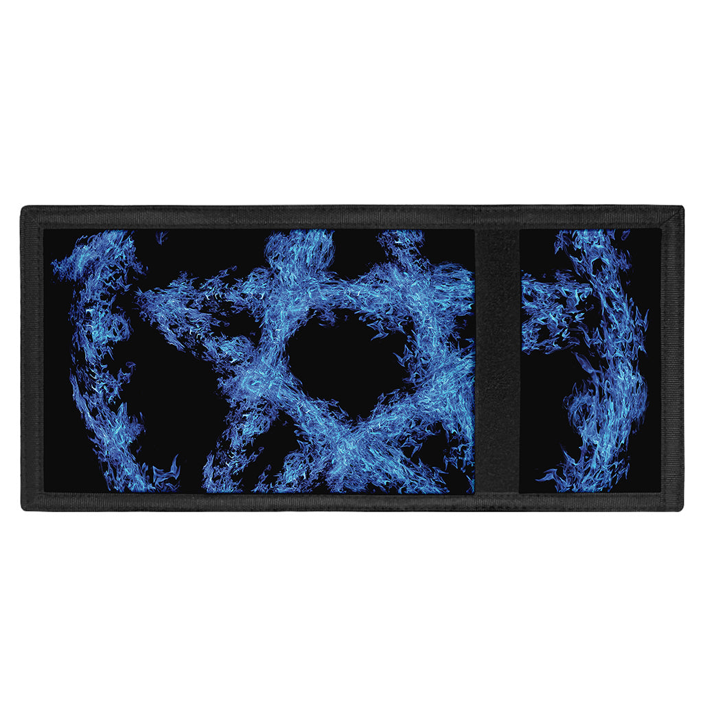 Blue Flame Pentagram Print Trifold Wallet