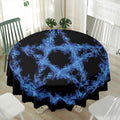 Blue Flame Pentagram Print Waterproof Round Tablecloth