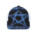 Blue Flame Pentagram Print White Mesh Trucker Hat