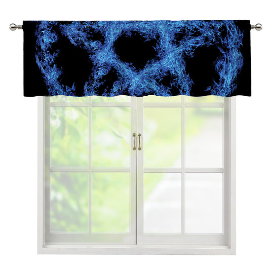 Blue Flame Pentagram Print Window Valance