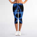 Blue Flame Pentagram Print Women's Capri Leggings