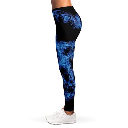 Blue Flame Pentagram Print Women's Leggings
