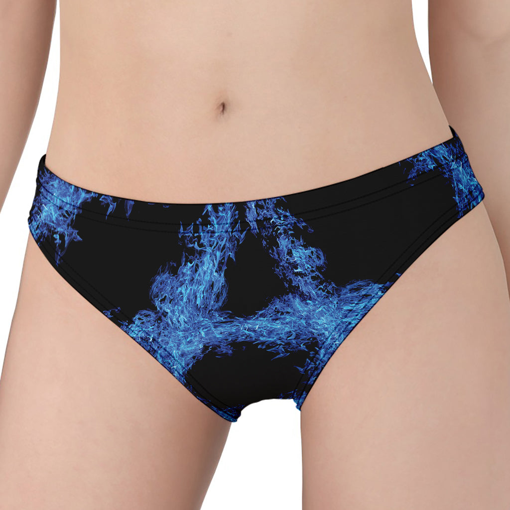 Blue Flame Pentagram Print Women's Panties