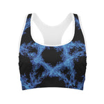 Blue Flame Pentagram Print Women's Sports Bra