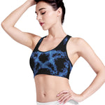 Blue Flame Pentagram Print Women's Sports Bra
