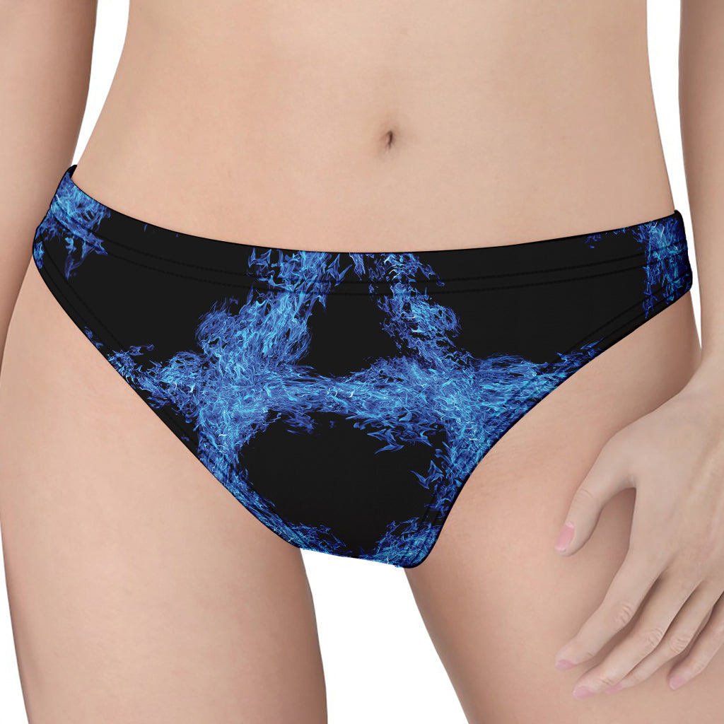 Blue Flame Pentagram Print Women's Thong