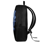 Blue Flaming Skull Print 17 Inch Backpack