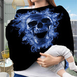 Blue Flaming Skull Print Baby Seat Cover