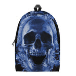 Blue Flaming Skull Print Backpack