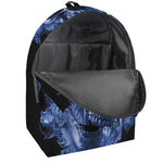 Blue Flaming Skull Print Backpack