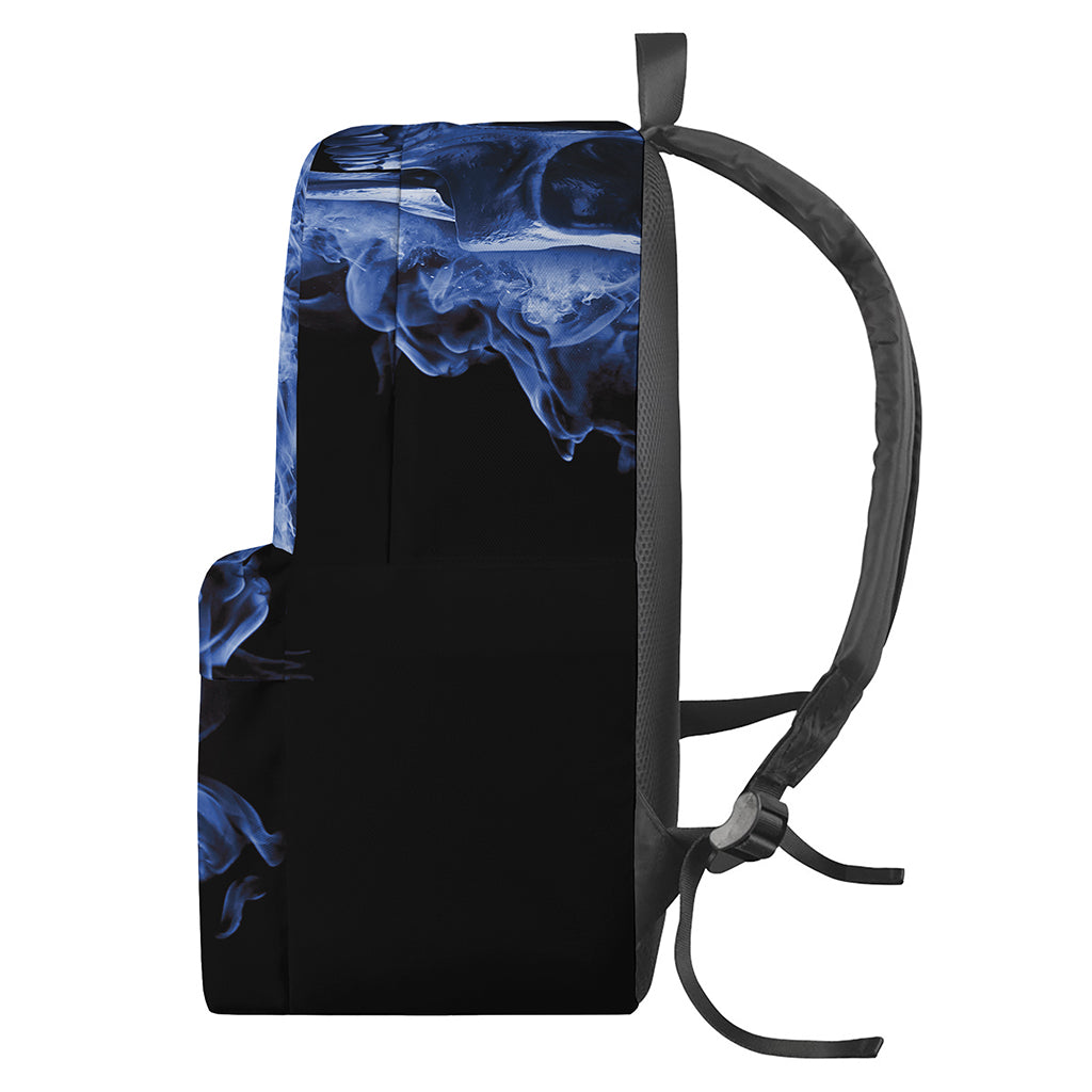 Blue Flaming Skull Print Backpack