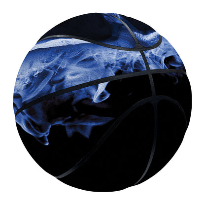 Blue Flaming Skull Print Basketball