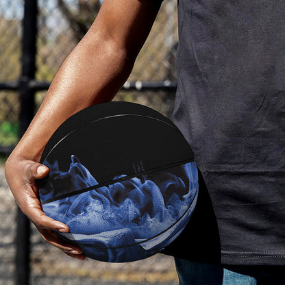 Blue Flaming Skull Print Basketball