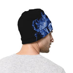 Blue Flaming Skull Print Beanie