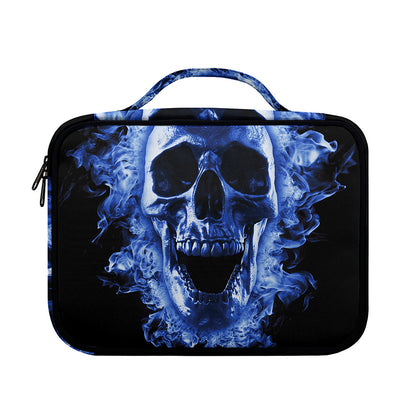 Blue Flaming Skull Print Briefcase Bible Bag