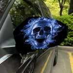 Blue Flaming Skull Print Car Side Mirror Covers
