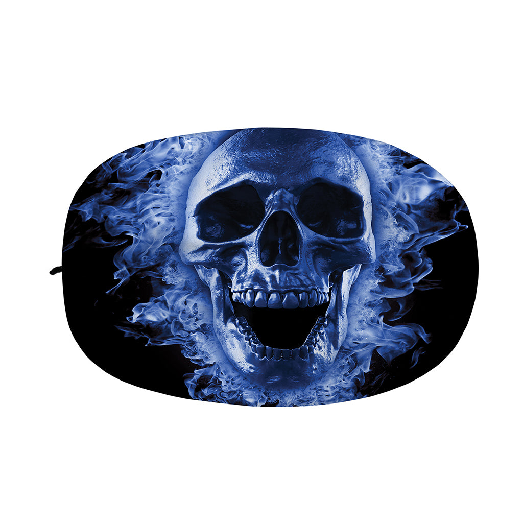 Blue Flaming Skull Print Car Side Mirror Covers