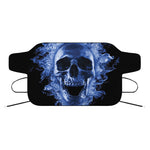Blue Flaming Skull Print Car Windshield Snow Cover