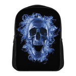 Blue Flaming Skull Print Casual Backpack