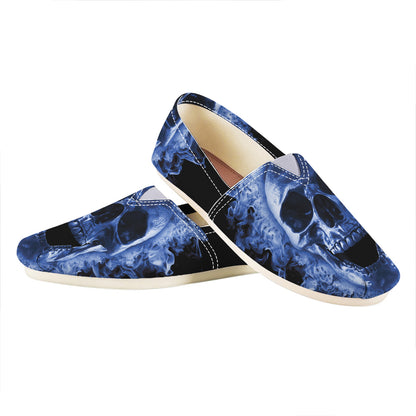 Blue Flaming Skull Print Casual Shoes