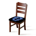 Blue Flaming Skull Print Chair Cushion Cover