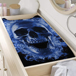 Blue Flaming Skull Print Changing Pad Cover