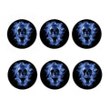 Blue Flaming Skull Print Coaster Set