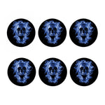 Blue Flaming Skull Print Coaster Set
