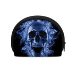 Blue Flaming Skull Print Coin Purse