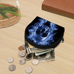 Blue Flaming Skull Print Coin Purse