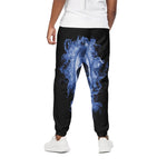 Blue Flaming Skull Print Cotton Pants