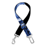 Blue Flaming Skull Print Dog Seat Belt