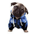 Blue Flaming Skull Print Dog Zip Up Hoodie
