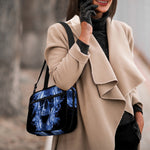 Blue Flaming Skull Print Double Strap Bible Bag