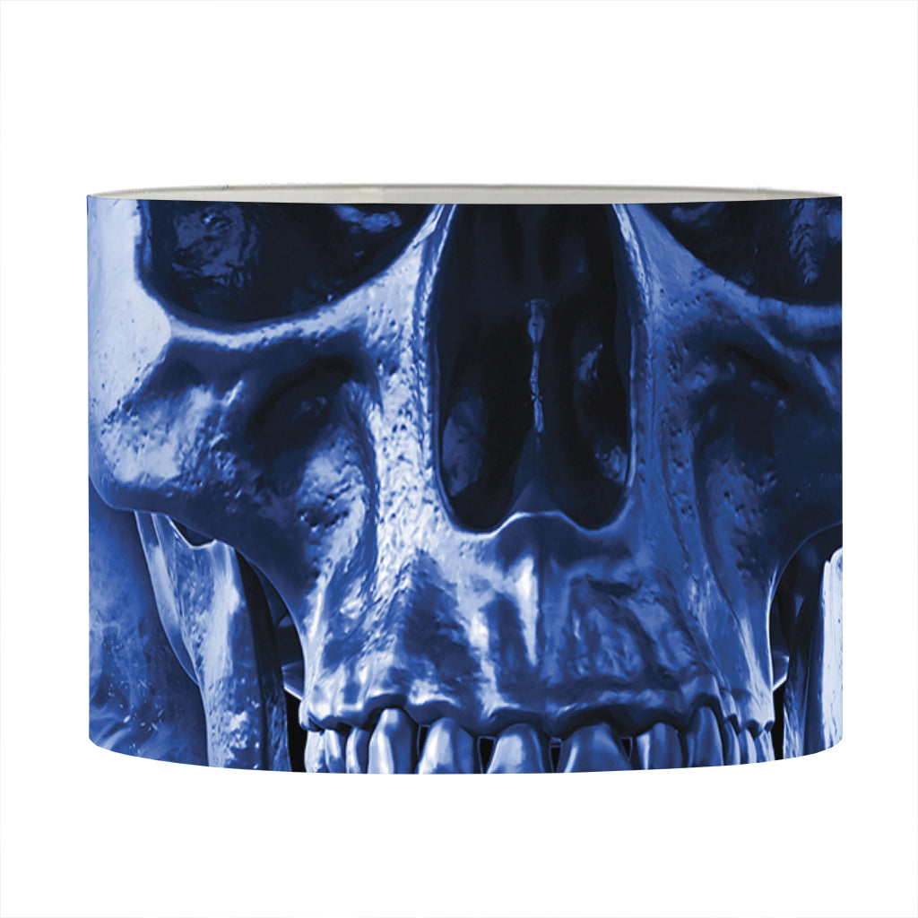Blue Flaming Skull Print Drum Lamp Shade