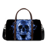 Blue Flaming Skull Print Duffle Bag