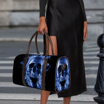 Blue Flaming Skull Print Duffle Bag