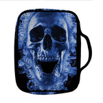Blue Flaming Skull Print Front Pocket Bible Bag