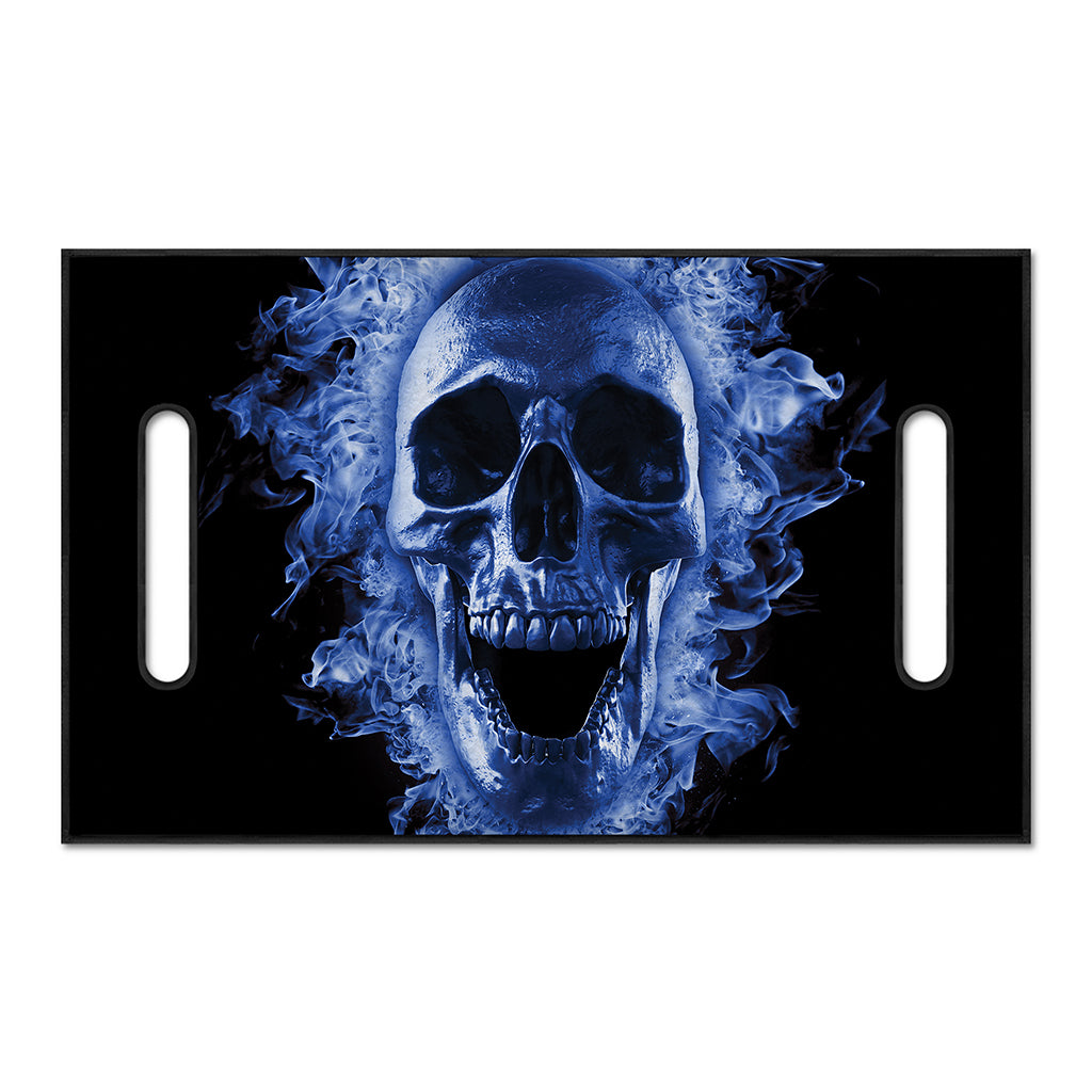 Blue Flaming Skull Print Golf Cart Seat Cover