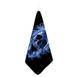 Blue Flaming Skull Print Hand Towel