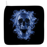 Blue Flaming Skull Print Hand Towel