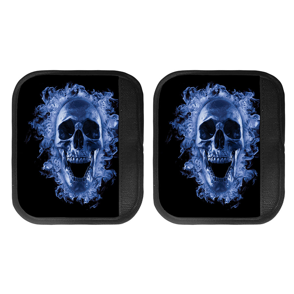 Blue Flaming Skull Print Handle Covers
