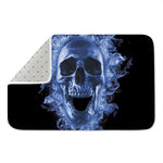 Blue Flaming Skull Print Indoor Door Mat