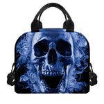 Blue Flaming Skull Print Insulated Lunch Bag