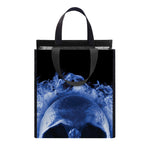 Blue Flaming Skull Print Insulated Lunch Tote